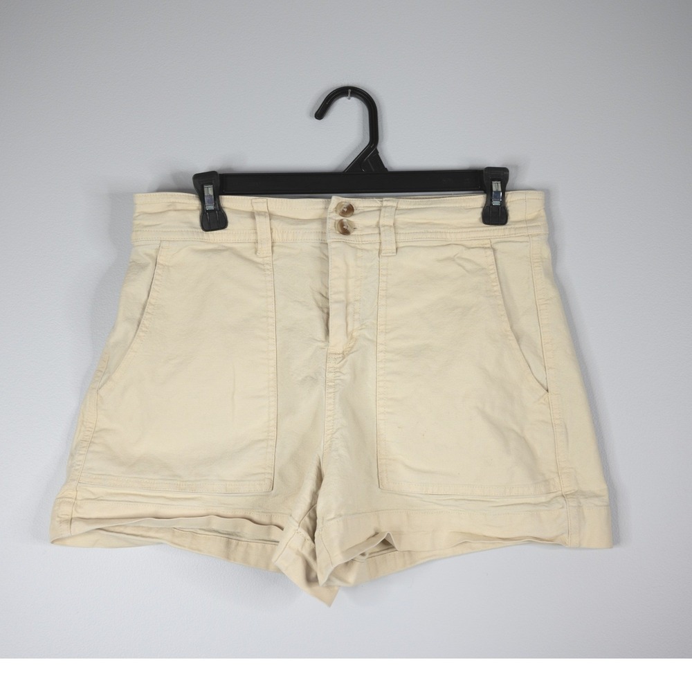 A New Day Shorts Women 8 Cream Excellent High Rise Stretch Utility Pockets